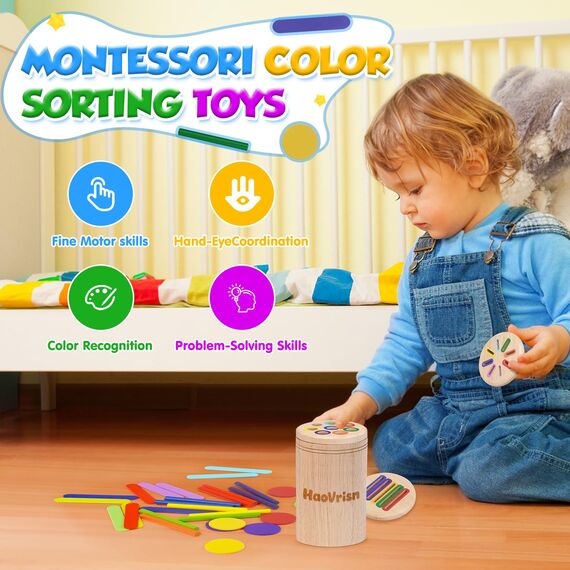 HaoVrisn Montessori Spielzeug ab 1 Jahr, 3-in-1 Montessori Spielzeug ab 2 1 3 Jahre, Spielzeug Holz Montessori 1 2 3 Jahre, Baby Motorikspielzeug ab 1 2 Jahr Kleinkind Spielzeug Sensorik Spielzeug