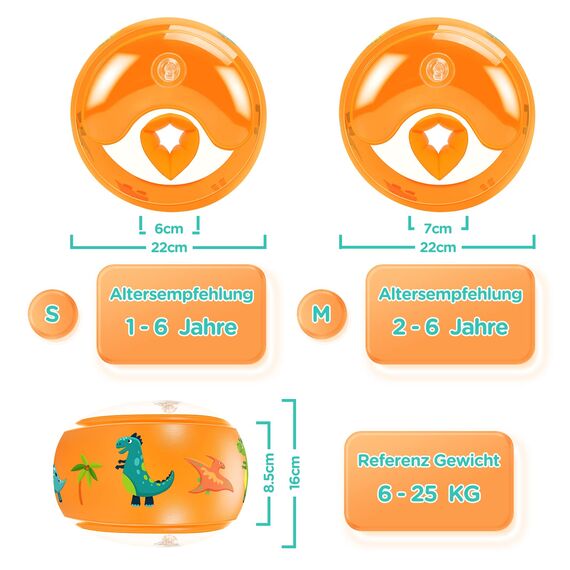 WEARXI Schwimmflügel ab 1 Jahr, Kinder 2-6 Jahre, Schwimmring, Schwimmweste, Empfohlenes Gewicht 5-25KG