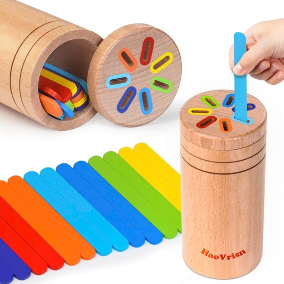 HaoVrisn Holz Montessori Spielzeug ab 1 2 3 Jahre, Holzspielzeug Montessori Spielzeug ab 1 Jahr, Motorikspielzeug ab 1 Jahr Lernspielzeug Geschenk für Kleinkinder - Holz Sortier & Stapelspielzeug