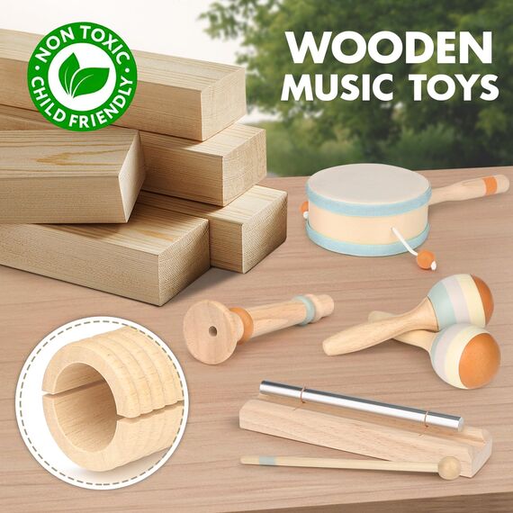 Musikinstrumente für Kinder Kinderspielzeug ab 2 Jahre Holzspielzeug Baby Schlagzeug Kinder Trommel Percussion Instrumente Musikinstrumente Baby Montessori Spielzeug ab 3 Jahre