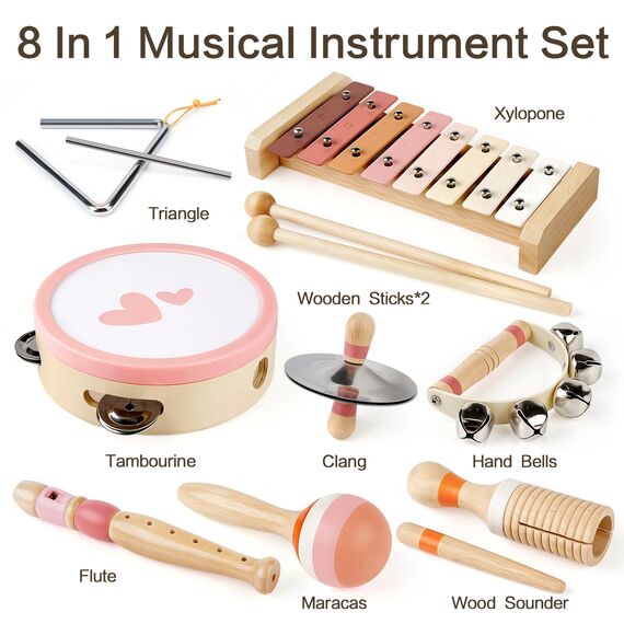 Musikinstrumente Kinder ab 3 Jahre Xylophon Trommel Schlagzeug Kinderspielzeug Musikinstrumente Spielzeug Mädchen 3 Jahre Montessori Holzspielzeug