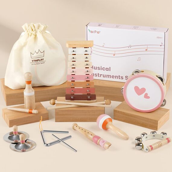 Musikinstrumente Kinder ab 3 Jahre Xylophon Trommel Schlagzeug Kinderspielzeug Musikinstrumente Spielzeug Mädchen 3 Jahre Montessori Holzspielzeug