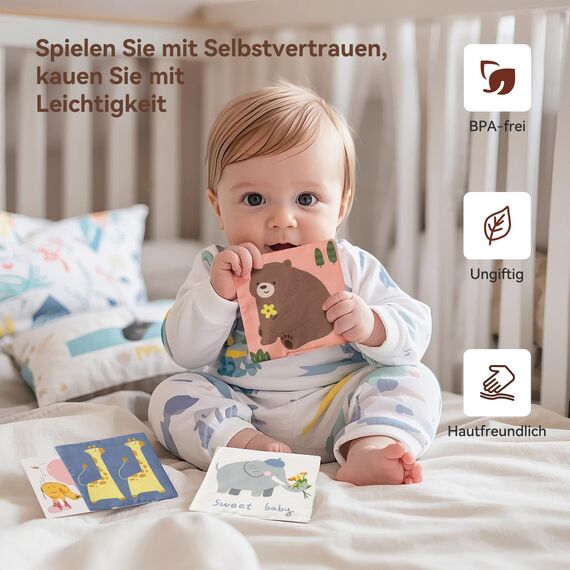 Montessori Spielzeug Baby Tücherbox,Baby Sensorik Spielzeug 6-12 Monate Motorikspielzeug Tissue Box für ab 1 2 3 Jahre Mädchen Jungen,Kinder Frühes Lernspielzeug Geschenke mit Spiegel,Farben,Texturen