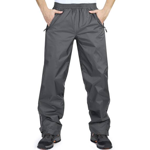 33,000ft Men's Rain Pants, Lightweight Waterproof Rain Over Pants, Windproof Outdoor Pants for Hiking, Fishing Grey