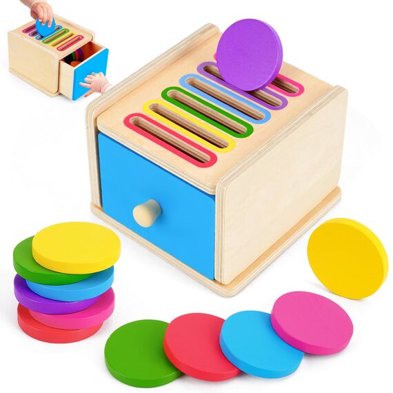 FCSONU Kinder Montessori Spielzeug ab 1 2 3 Jahre Jungen Mädchen, Holzspielzeug ab 1 Jahr, Farbe Sortierspiel Steckspiel Kinderspielzeug ab 2, Ostern Kindertag Geburtstag Geschenk für Baby Weihnachten