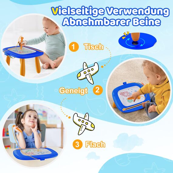 Kikidex Kleinkinder Spielzeug Alter 1-3, Magnetisch Zaubertafel, Mädchen Spielzeug für 1-2 Jahre, Magic Painting Board Lernspielzeug für 1 2 3 Jahre Baby Kinder, Geburtstag Geschenk (Dunkel Blau)