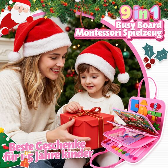 ZOOI Busy Board Montessori Spielzeug ab 1 Jahr, Busy Book Kinderspielzeug ab 1 2 3 Jahre, Baby Geschenk Spielzeug ab 1 2 3 Jahre, Einschulung Mädchen, Schultüte Füllung