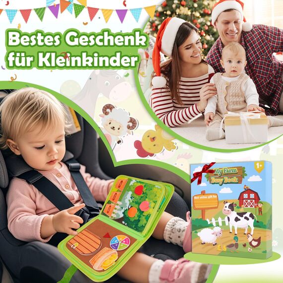 Busy Board Spielzeug ab 1 2 3 Jahre Junge: Geschenk Junge Mädchen 1-2-3-4 Jahre Montessori Kinderspielzeug ab 1-3 Baby Bauernhof Busy Book ab 1+ Geburtstagsgeschenk für Mädchen Jungen Motorikspielzeug