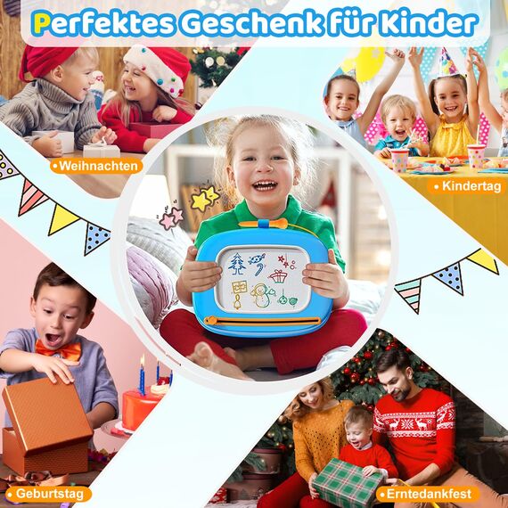 Kikidex Kleinkinder Spielzeug Alter 1-3, Magnetisch Zaubertafel, Mädchen Spielzeug für 1-2 Jahre, Magic Painting Board Lernspielzeug für 1 2 3 Jahre Baby Kinder(Baby Blau)