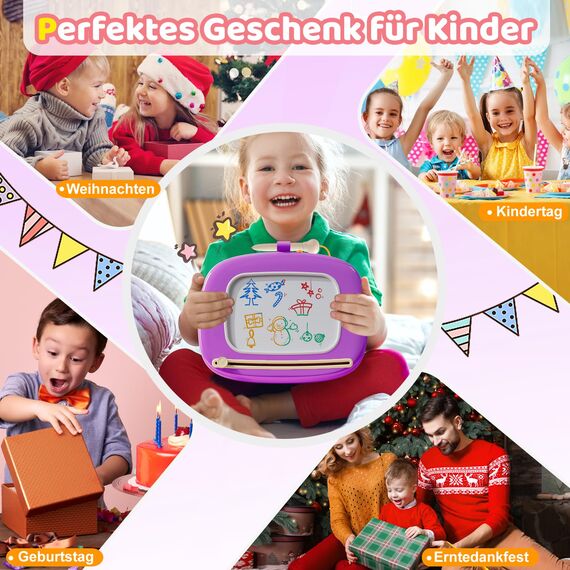 Kikidex Kleinkinder Spielzeug Alter 1-3, Magnetisch Zaubertafel, Mädchen Spielzeug für 1-2 Jahre, Magic Painting Board Lernspielzeug für 1 2 3 Jahre Baby Kinder, Geburtstag Geschenk (Violett)