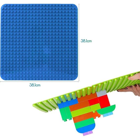 Große Bauplatte Kompatibel mit Lego Duplo Platten,38.4 * 38.4cm Classic Grundplatte mit 24 x 24 Noppen für Duplo Steine,Konstruktionsspielzeug für Kleinkinder,Mädchen und Jungen, Blau