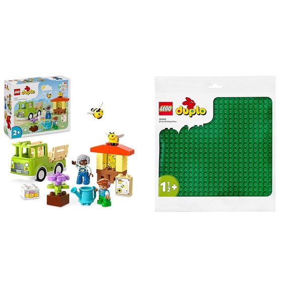 LEGO DUPLO Town Imkerei und Bienenstöcke, Lernspielzeug & DUPLO Bauplatte in Grün, Grundplatte für DUPLO Sets, Konstruktionsspielzeug für Kleinkinder 10980