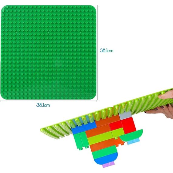 4 Große Bauplatte Kompatibel mit Lego Duplo Platten,38.4 * 38.4cm Classic Grundplatte mit 24 x 24 Noppen für Duplo Steine,Konstruktionsspielzeug für Kleinkinder,Mädchen und Jungen, Grün,Blau,Rot,Grau