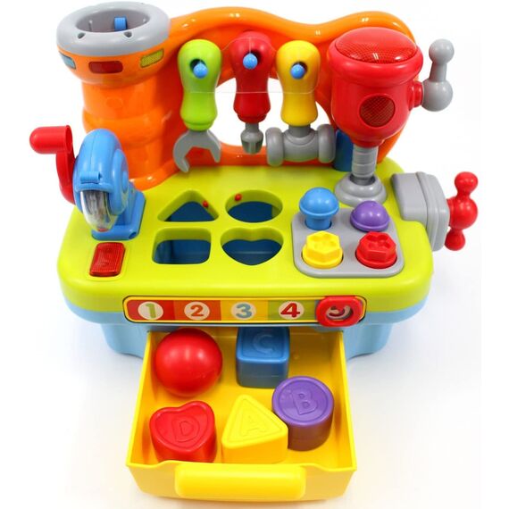 Werkbank Kinder Spielzeug ab 1 Jahr Junge, Kinder Geschenk 1 Jahr Junge Kinderspielzeug ab 1 Jahre Baby Spielzeug Werkzeugbank 12 18 24 Monate 1 2 3 Jahre mit Formsortierer Musik Licht & Soundeffekten