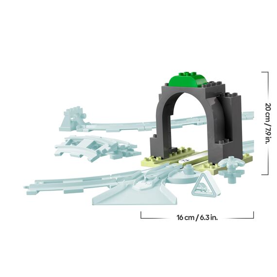 LEGO DUPLO Eisenbahntunnel und Schienen – Erweiterungsset - Lernspielzeug für Kleinkinder – 10-teilige Bahnstrecke mit Trichter und Weiche – Geschenk für Jungen & Mädchen ab 2 Jahren - 10425