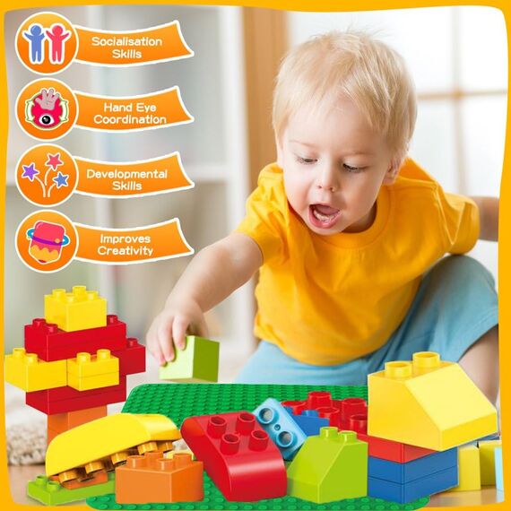 4 Große Bauplatte Kompatibel mit Lego Duplo Platten,38.4 * 38.4cm Classic Grundplatte mit 24 x 24 Noppen für Duplo Steine,Konstruktionsspielzeug für Kleinkinder,Mädchen und Jungen, Grün