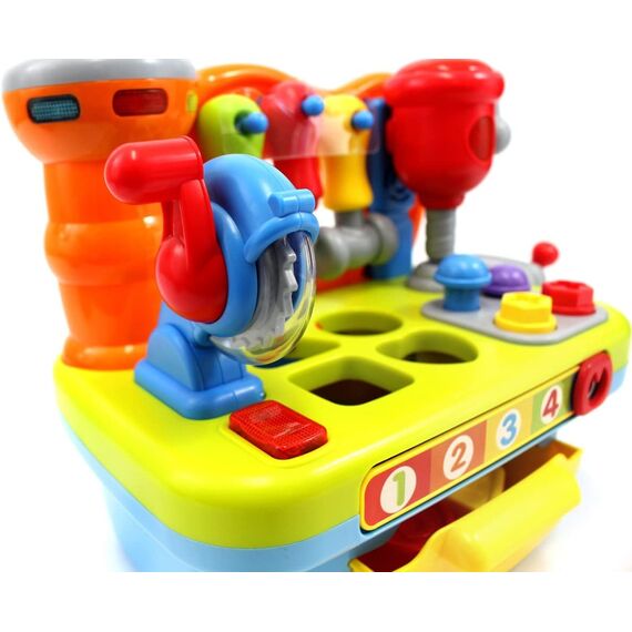 Werkbank Kinder Spielzeug ab 1 Jahr Junge, Kinder Geschenk 1 Jahr Junge Kinderspielzeug ab 1 Jahre Baby Spielzeug Werkzeugbank 12 18 24 Monate 1 2 3 Jahre mit Formsortierer Musik Licht & Soundeffekten