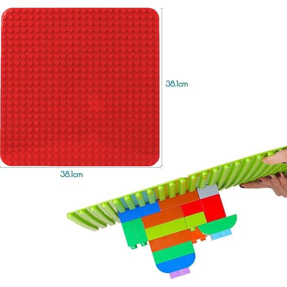 HUYIYI 2 Große Bauplatte Kompatibel mit Allen Großen Marken Platten,38.4 * 38.4cm Classic Grundplatte mit 24 x 24 Noppen für Steine,Konstruktionsspielzeug für Kleinkinder,Mädchen und Jungen, Rot,Grün