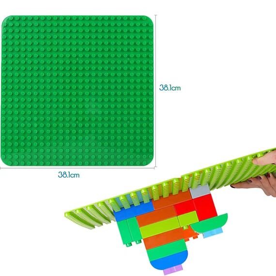 4 Große Bauplatte Kompatibel mit Lego Duplo Platten,38.4 * 38.4cm Classic Grundplatte mit 24 x 24 Noppen für Duplo Steine,Konstruktionsspielzeug für Kleinkinder,Mädchen und Jungen, Grün