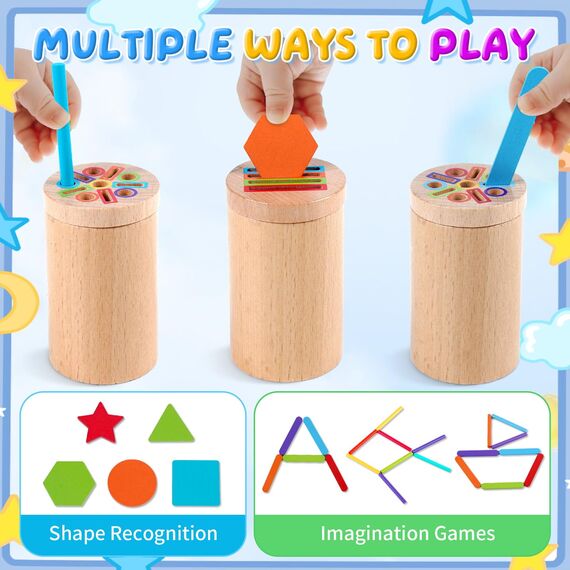 Montessori Spielzeug ab 1 Jahr, Motorikspielzeug Montessori Spielzeug 2 Jahre, 3-in-1 Montessori Spielzeug Baby ab 1 2 3 Jahre Holzspielzeug Steckspiel Sortierspiel Kleinkind Sensorik Geschenke