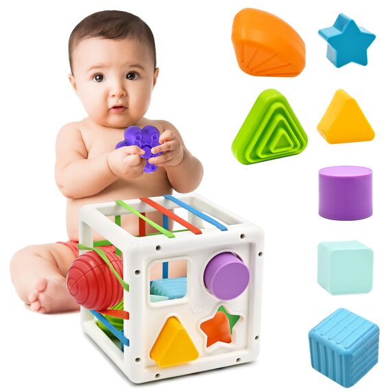 Mailesi Montessori Spielzeug ab 1 2 Jahr, Formsortier Würfel Baby Spielzeug für Feinmotorik und Frühes Lernen,Sensorik Spielzeug Geschenke für 1 2 3 Jahre Alte Jungen und Mädchen, Autismus Spielzeug