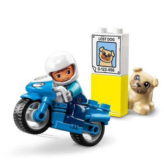LEGO 10967 DUPLO Polizeimotorrad, Polizei-Spielzeug für Kleinkinder ab 2 Jahre, ideales Motorikspielzeug für Babys, Spielzeug-Motorrad