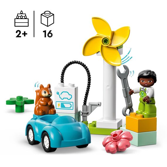 LEGO 10419 DUPLO Town Imkerei und Bienenstöcke, Lernspielzeug für Kleinkinder & DUPLO Town Windrad und Elektroauto, Spielzeugauto-Lernspielzeug