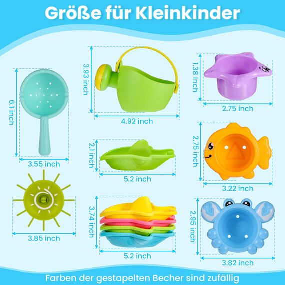 Badespielzeug Baby ab 1 2 3 4 Jahre, Badewannenspielzeug Wasserspielzeug Kinder Schwimmbad Pool Planschbecken Spielzeug Schimmelfreies Badespielsachen 10 Stück