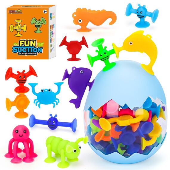 Badespielzeug ab 1 2 3 Jahre: 30 Pcs Badewannenspielzeug Saugnapf Spielzeug Kinder Sensorik Wanne Spielzeug Baby Saugnapf Spielzeug Beschäftigung Autofahrt Kinder 4 5 6 Jahre