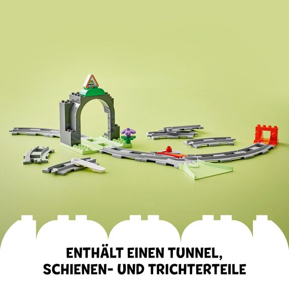 LEGO DUPLO Eisenbahntunnel und Schienen – Erweiterungsset - Lernspielzeug für Kleinkinder – 10-teilige Bahnstrecke mit Trichter und Weiche – Geschenk für Jungen & Mädchen ab 2 Jahren - 10425