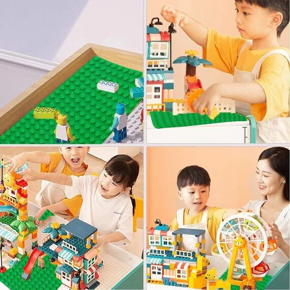2 Große Bauplatte Kompatibel mit allen Großen Marken Platten,38.4 * 38.4cm Classic Grundplatte mit 24 x 24 Noppen für Steine,Konstruktionsspielzeug für Kleinkinder,Mädchen und Jungen, Grün,Hellgrün
