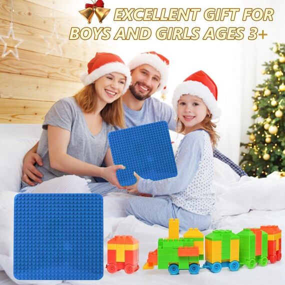 Große Bauplatte Kompatibel mit Lego Duplo Platten,38.4 * 38.4cm Classic Grundplatte mit 24 x 24 Noppen für Duplo Steine,Konstruktionsspielzeug für Kleinkinder,Mädchen und Jungen, Blau