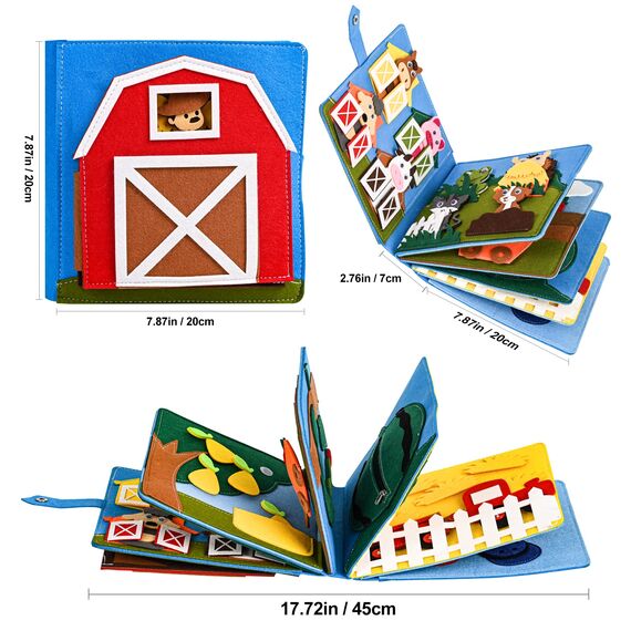 Quiet Book® | 3D Filz Beschäftigungsbuch Pädagogisches Sensorisches Spielzeug | Vorschulkinder Lernen Spielzeug Busy Book | Bush Board für Kleinkinder | Aktivitätstafel für Vorschule für 1-6 Jährige