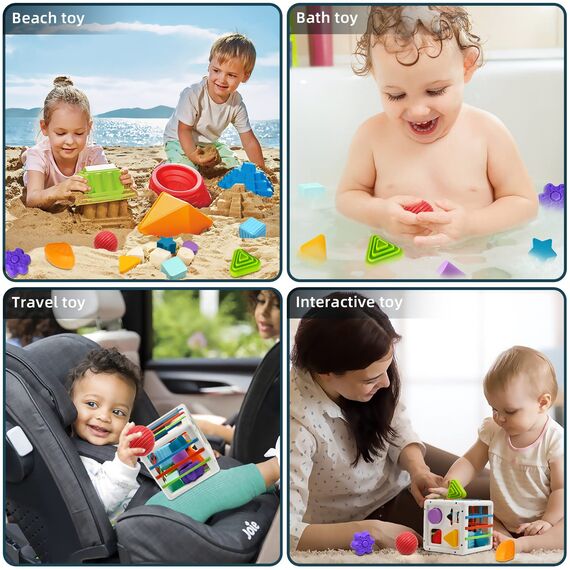 Mailesi Montessori Spielzeug ab 1 2 Jahr, Formsortier Würfel Baby Spielzeug für Feinmotorik und Frühes Lernen,Sensorik Spielzeug Geschenke für 1 2 3 Jahre Alte Jungen und Mädchen, Autismus Spielzeug