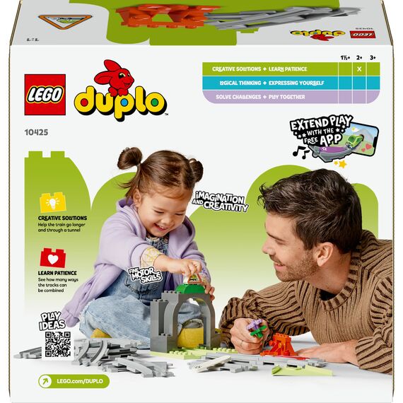 LEGO DUPLO Eisenbahntunnel und Schienen – Erweiterungsset - Lernspielzeug für Kleinkinder – 10-teilige Bahnstrecke mit Trichter und Weiche – Geschenk für Jungen & Mädchen ab 2 Jahren - 10425