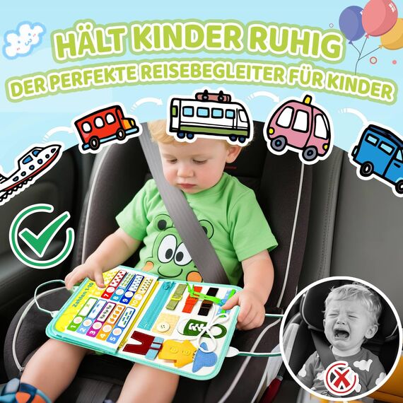 Sumtoco Busy Board Deutsch, Montessori Spielzeug Ab 1 Jahr, Bauernhof Quiet Book, Reisespielzeug Ab 3, Sensorik Spielzeug, Geschenk Spielzeug Ab 1-4 Jahre Mädchen & Jungen