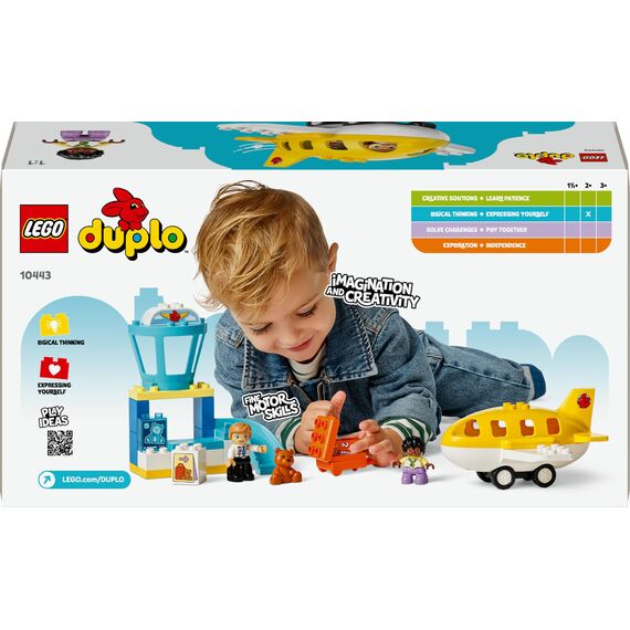 LEGO DUPLO Town Erster Besuch im Flughafen - Lernspielzeug zur Förderung der Motorik für Kleinkinder - inkl. Flugzeug, 2 Figuren & Teddybär - Geschenk für Jungen und Mädchen ab 2 Jahren - 10443