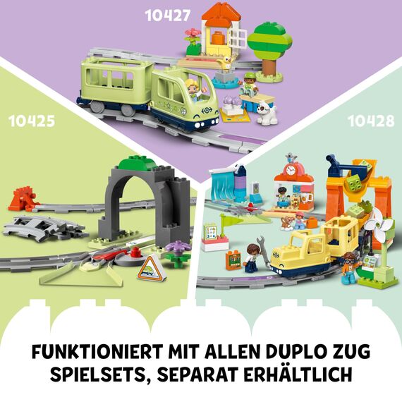 LEGO DUPLO Eisenbahnbrücke und Schienen – Erweiterungsset - Lernspielzeug für Kleinkinder – inkl. 8 Gleisstücke, Brücke, Schranke & Aktionsstein – Geschenk für Jungen & Mädchen ab 2 Jahren - 10426