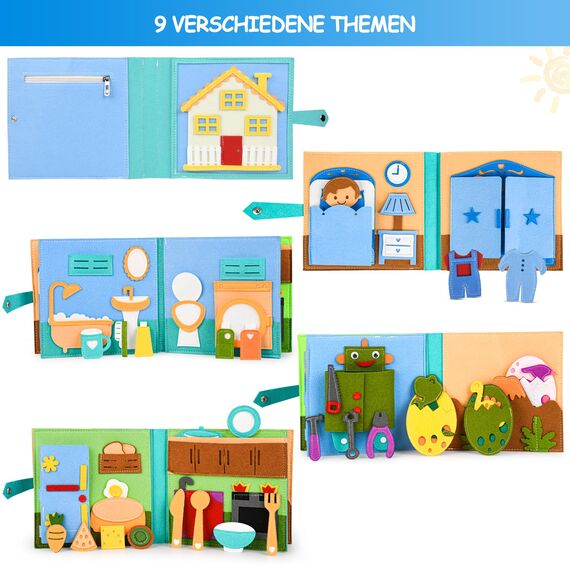 Quiet Book 2 Jahre | Montessori Spielzeug ab 1 Jahre für Motorik Baby | Sensorik Spielzeug ab 1-6 Jahr Geschenk für Mädchen Jungen