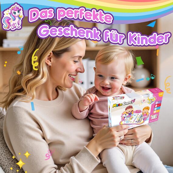 Gralal Baby Spielzeug Ab 1 2 Jahre Mädchen, Einhorn 3-in-1 Musikmatte Mit 8 Tiergeräuschen, 10 Demoliedern Und Aufnahmefunktion, Ostergeschenke Geschenk 1 Jahre Mädchen 1. Geburtstag Einhorn Geschenke