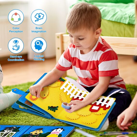 Quiet Book® | 3D Filz Beschäftigungsbuch Pädagogisches Sensorisches Spielzeug | Vorschulkinder Lernen Spielzeug Busy Book | Bush Board für Kleinkinder | Aktivitätstafel für Vorschule für 1-6 Jährige