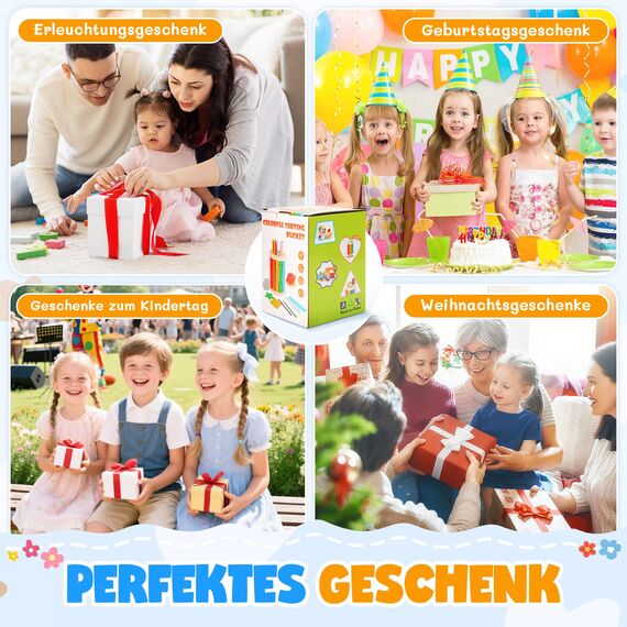 Aolieh Montessori Spielzeug ab 1 Jahr, 3-in-1 Montessori Spielzeug ab 1 2 3 Jahre Mädchen Jungen Baby Spielzeug Geschenk Farbe Sortierspiel Kinderspielzeug Motorikspielzeug Holzspielzeug ab 1 Jahr
