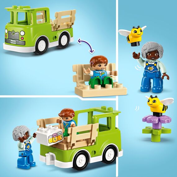 LEGO DUPLO Town Imkerei und Bienenstöcke - Lernspielzeug ab 2 Jahren mit 2 Figuren, Bienen und LKW - Geschenk zum Geburtstag für Kleinkinder, Mädchen und Jungen - 10419