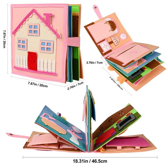 Quiet Book 2 Jahre | Babybücher aus Weichem Stoff Früh Lernen Lebenskompetenzen Lernspielzeug 3D Filz ab 1-6 Jahr Geschenk für Mädchen Jungen