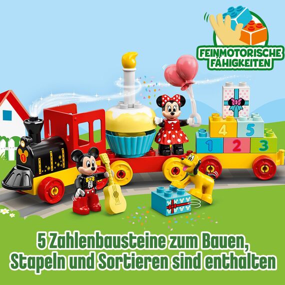 LEGO DUPLO | DisneyMickys und Minnies Geburtstagszug - Spielzeug für Kinder ab 2 Jahren – Lernspielzeug für Kleinkinder mit Zahlenbausteinen & 3 Figuren – Geschenkidee für Jungen & Mädchen - 10941