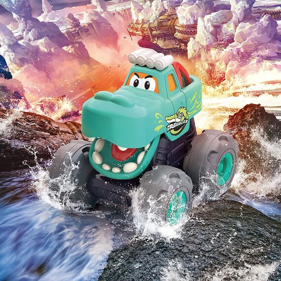HOLA Baby Spielzeug 1 2 3 Jahre Junge, 3 Stück Monstertruck Reibungsbetriebene Rennwagen LKW Zurückziehen Push and Go Trägheit Fahrzeug , Geschenk