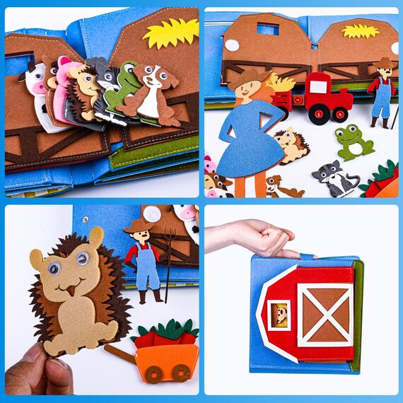 Quiet Book® | 3D Filz Beschäftigungsbuch Pädagogisches Sensorisches Spielzeug | Vorschulkinder Lernen Spielzeug Busy Book | Bush Board für Kleinkinder | Aktivitätstafel für Vorschule für 1-6 Jährige