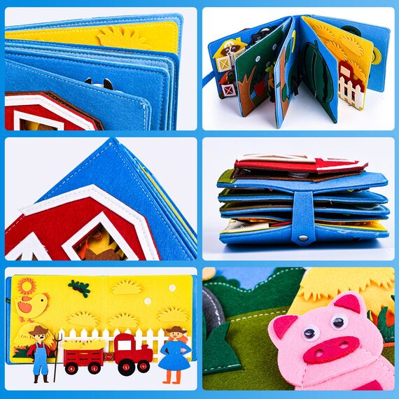 Quiet Book® | 3D Filz Beschäftigungsbuch Pädagogisches Sensorisches Spielzeug | Vorschulkinder Lernen Spielzeug Busy Book | Bush Board für Kleinkinder | Aktivitätstafel für Vorschule für 1-6 Jährige