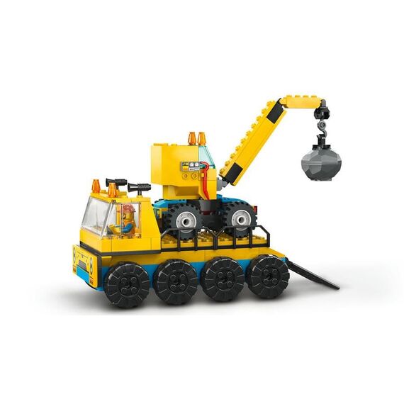 LEGO 60391 City Baufahrzeuge und Kran mit Abrissbirne, Spielzeug mit Bagger, Kipper und Transportfahrzeugen, Lernspielzeug für Kleinkinder ab 4 Jahren