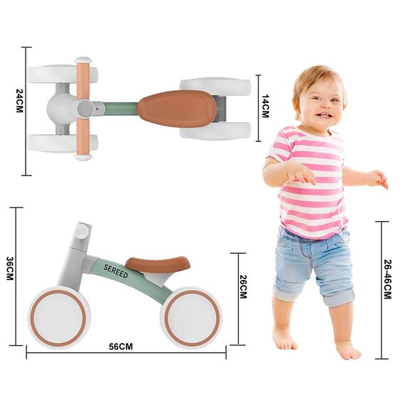 SEREED Kinder Laufrad ab 1 Jahr, Lauflernrad Spielzeug für 12-24 Monate Baby, Erstes Fahrrad ohne Pedal mit 4 Rädern für Jungen und Mädchen, Kleinkinder Erste Geburtstag Geschenk, Grün